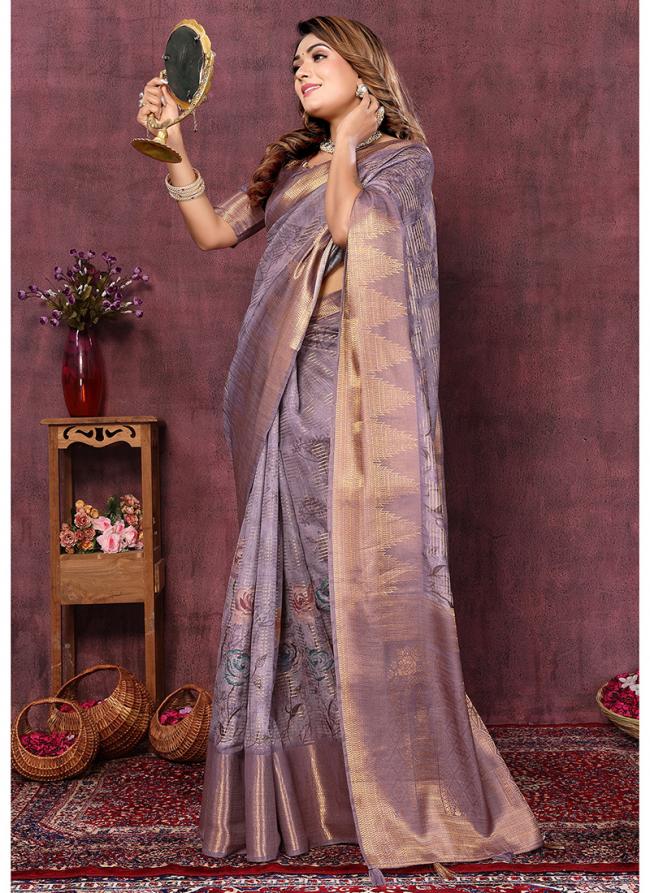 Silk Purple Traditional Wear Weaving Saree